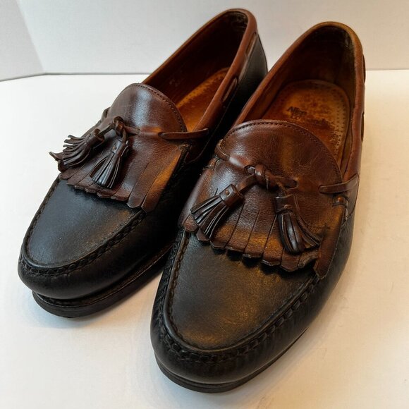 Allen‎ Edmonds Nashua Tassel Kiltie Leather Loafers Black Brown Shoes Mens 9.5 D main image 7